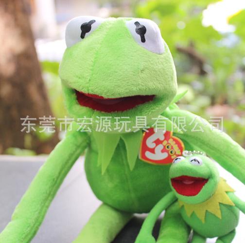大眼睛毛绒青蛙公仔 绿豆蛙玩具公仔 填充坐姿个性绿色青蛙玩偶