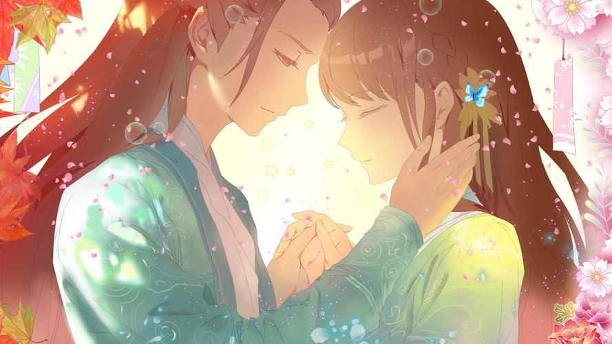 情侣,二次元,爱情,浪漫,动漫卡通,动漫人物来自二次元的情侣 壁纸图片