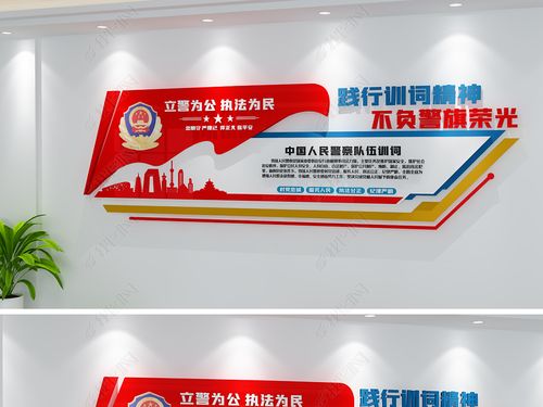 原创现代风格警察训词文化墙警营文化墙警局励志文化墙版权可商用
