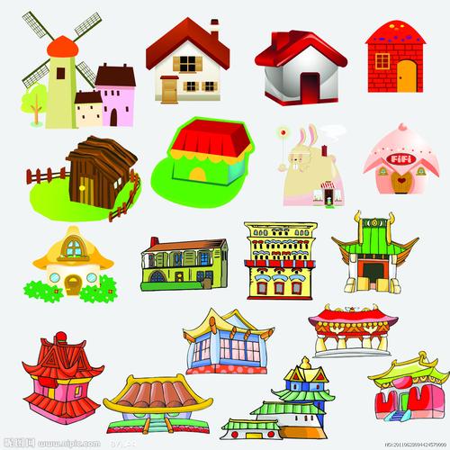 可爱的卡通房子图片[源文件,psd]