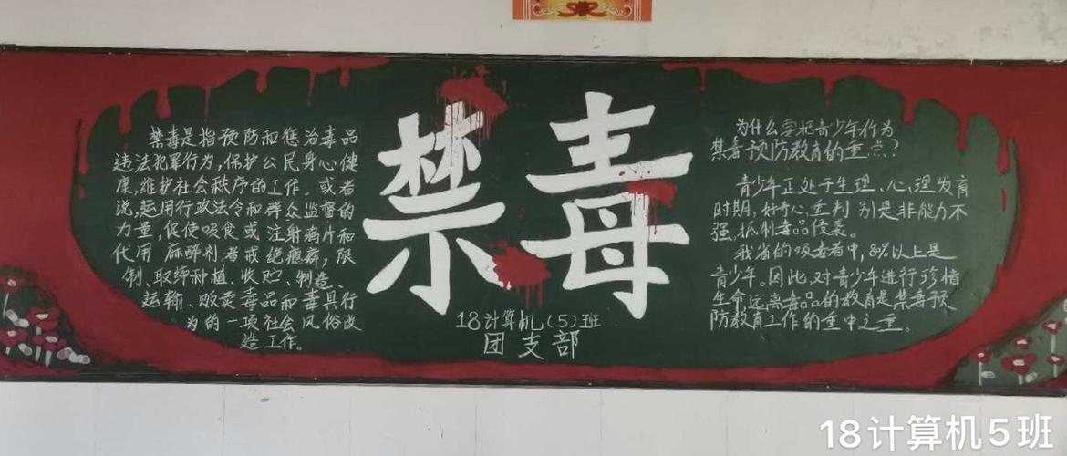 海南省技师学院计算机应用系—"健康人生,绿色无毒"禁毒主题黑板报