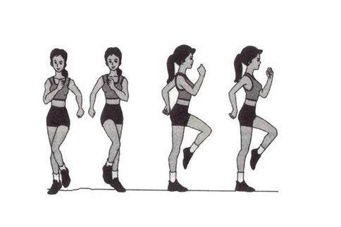 虽然都是简单的腿部动作,但是原地踏步我们在完成时,需要将我们腿部