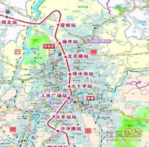 贵阳地铁1号线线路图 贵阳轻轨地铁一号线哪个站点有墙画