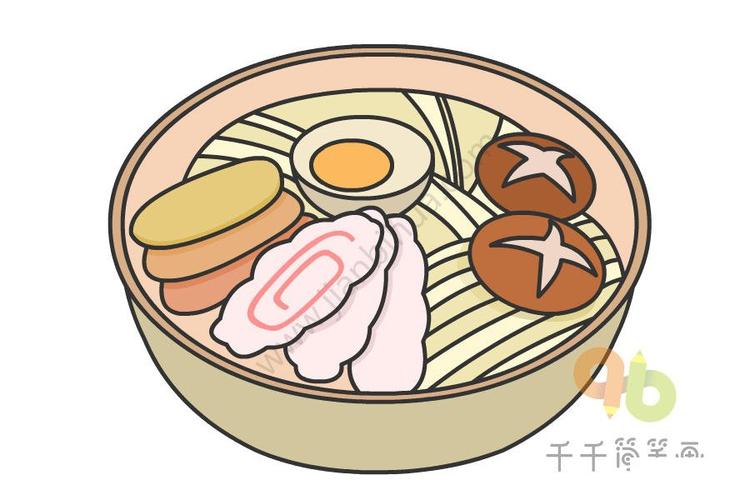 日本乌冬面简笔画 乌冬面卡通简笔画,乌冬面画法,手绘乌冬面简笔画