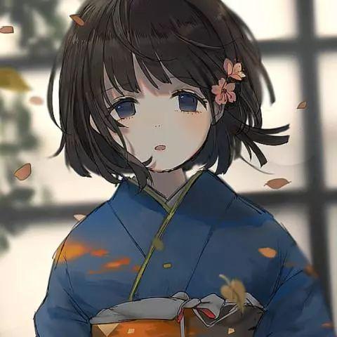 女生短发侧脸动漫头像