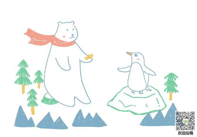 动物简笔画图片-北极熊和企鹅