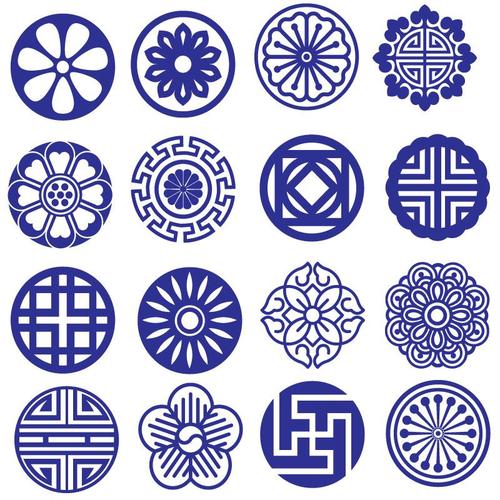 青花瓷圆框墙贴花纹花边幼儿园教室装饰环创墙壁中国风创意贴纸