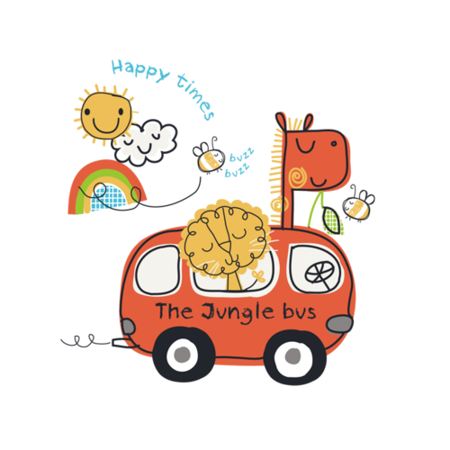 卡通元素 汽车 长颈鹿 png