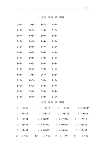 一年级上册凑十法加法口算题-20210630183606.doc-力