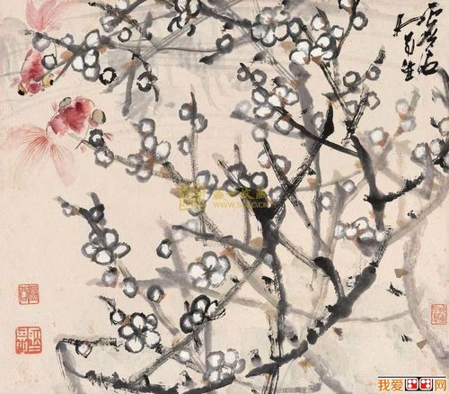 虚谷的作品梅花金鱼