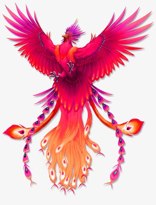 红色大气凤凰装饰图案