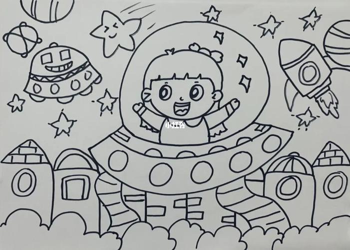幼儿园考编主题画|傲游太空主题画_幼儿园_幼师_简笔画_幼师考编_人文