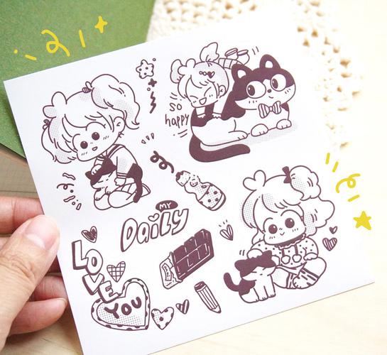 自己画原创贴纸96黑白也可以很可爱_贴纸_手帐_摄影