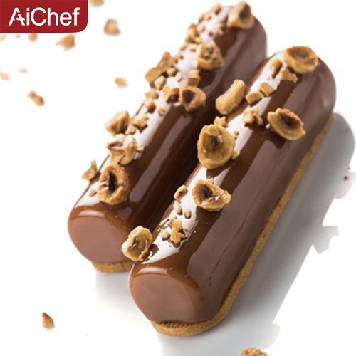 aichef 法式甜点意大利烘焙硅胶模具8连平头圆柱长条形慕斯蛋糕模