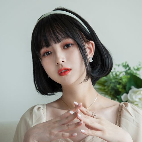 齐耳短发假发女 韩国网红初恋头圆脸波波头女全头套式短发学生头 - 梵