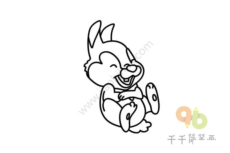 卡通简笔画 小鹿斑比 大笑的桑普简笔画图片 小鹿斑比-桑普简笔画图片