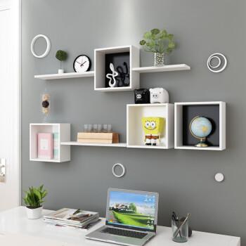 正秀客厅电视柜墙上置物架隔板背景墙造型创意格子装饰架机顶盒墙面