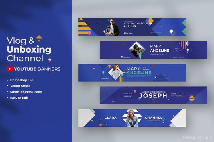 时尚精美的youtube横幅广告设计psd模板