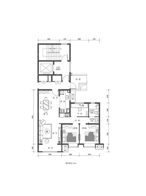 万科公园大道小区d户型户型-万科公园大道3室2厅1卫约