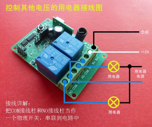 新款12v两路智能无线遥控开关控制器 有手动限位接口