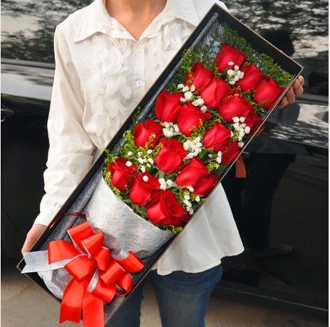 玫瑰花高档长礼盒5.20鲜花贵阳鲜花速递预定爱情生日鲜花同城送花