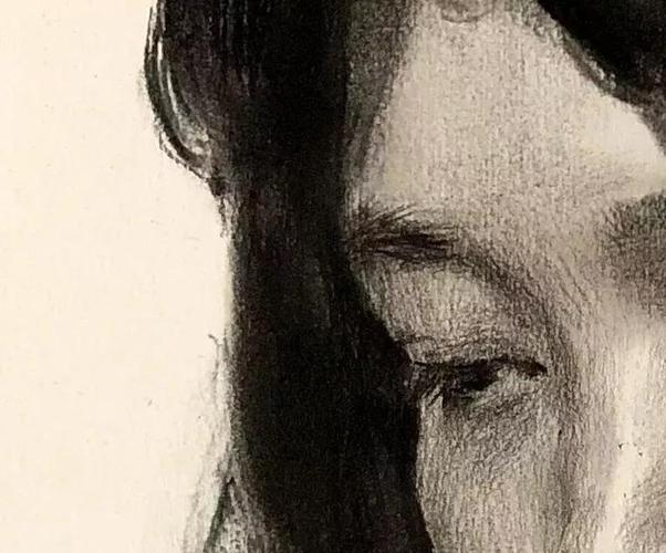 素描课堂|朱传奇教你画眼神低垂的短发女青年素描头像