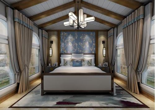 郑州东润朗郡新中式三居室装修效果图_180平米30万-房