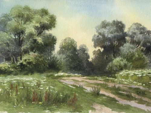 朦胧写意水彩画壁纸:风景水彩画:森林图片壁纸