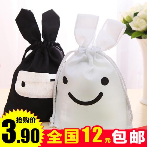 韩版可爱布艺收纳袋 忍者兔卡通束口袋 日常杂物整理