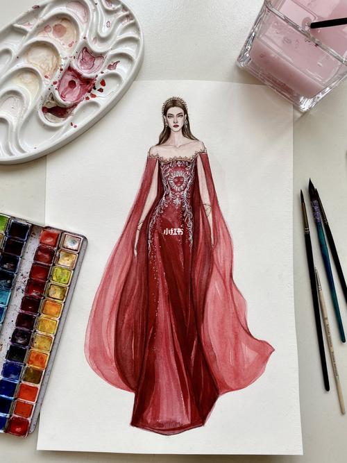 服装效果图——水彩时装画礼服合集96_水彩画_礼服