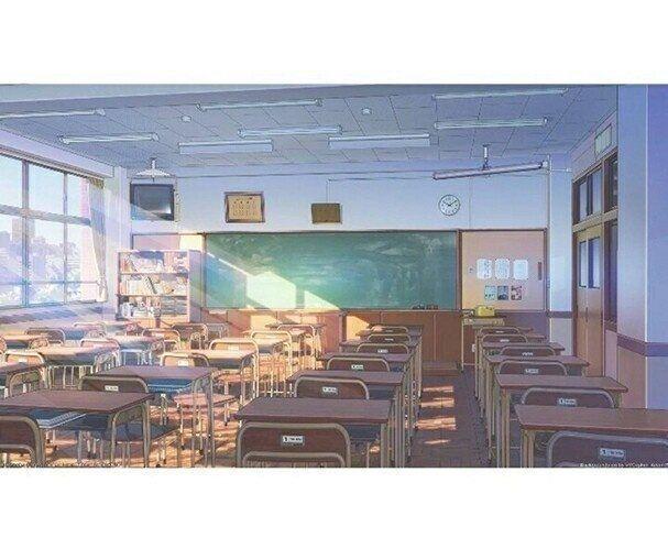 动漫背景图白边教室阳光