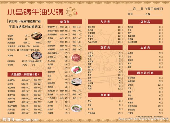 火锅菜单图片