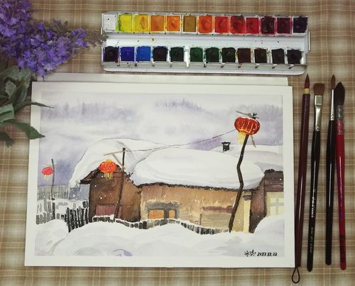 水彩no22雪乡附过程