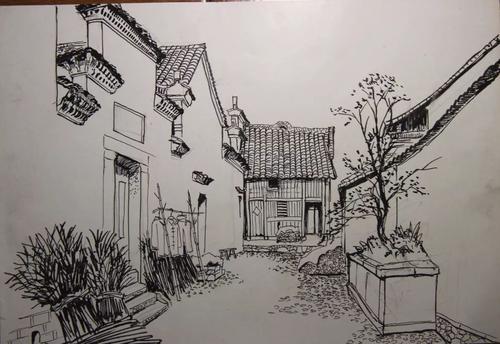 浙江七旬画家将记忆里的故乡搬到了钢笔素描中
