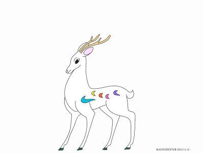 九色鹿山水简笔画