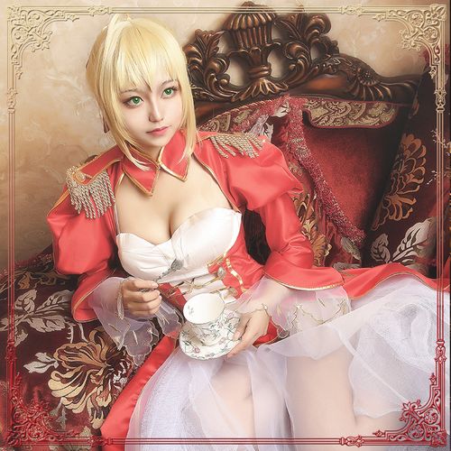 fate/grand order 吾王saber红礼服cospaly服动漫nero尼禄cos服