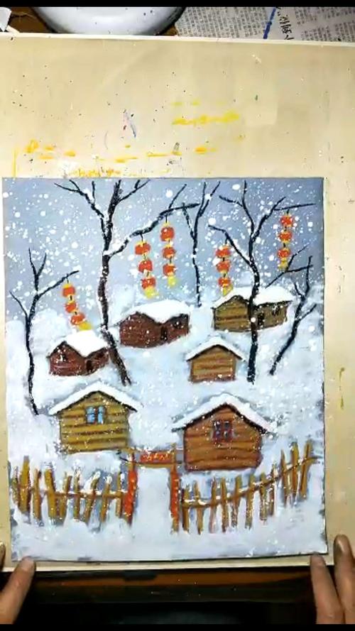 儿童画 重彩油画棒 水果蔬菜 白菜 菜椒 南瓜 雪景 雪乡 静物 瓶 呐喊