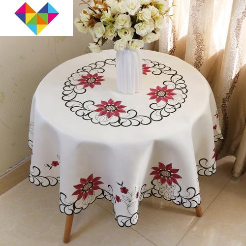 欧式大圆桌桌布布艺圆形餐桌布垫家用小圆桌布蕾丝防烫小转盘台布 御