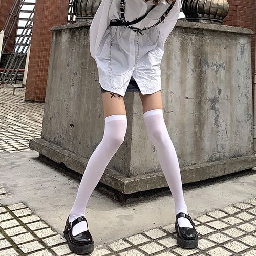 浪莎大腿袜光腿神器夏天过膝袜白色薄款天鹅绒袜子女白丝袜长筒jk大腿