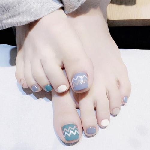 脚美甲图片2021新款式,好看的脚美甲图片大全 脚趾甲美甲贴片夏季2021新款假脚指甲夏天成品可拆卸