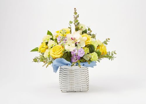 零基础插花课鲜花花篮插花讲解韩式自然风小花篮制作步骤