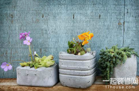 家居手工花盆 装修水泥变美丽花盆