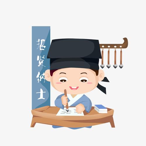 卡通写字小人书法人物招聘