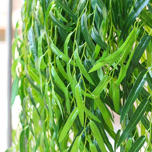 仿真柳叶子柳树条景观装饰绿树叶垂柳条柳树植物树枝叶子假柳树枝