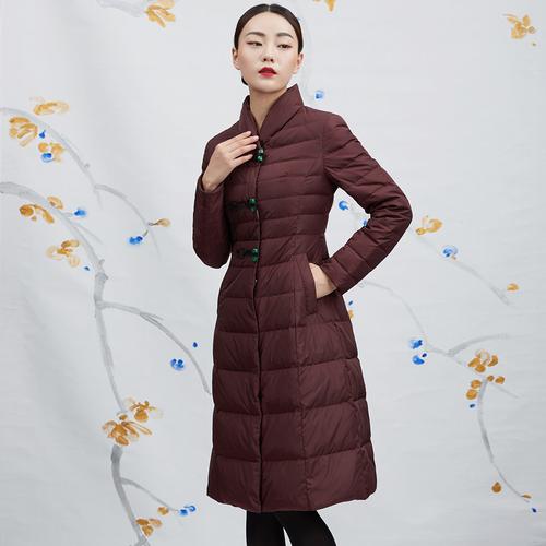 雪国天娇中国风冬季羽绒服白鸭绒反季中长款复古优雅气质5607130
