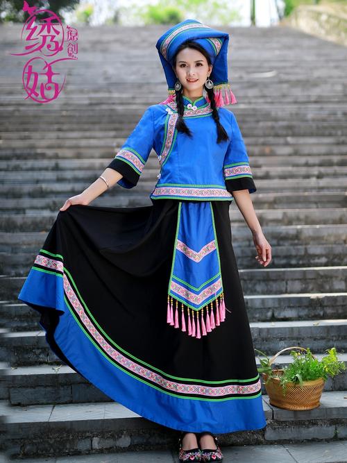 广w西壮族三月三服装贵州布依族瑶族女服饰长裙民族风