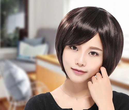 全顶式 短发【sh030】俏丽斜浏海bobo头 层次感 ☆╮短直发╭