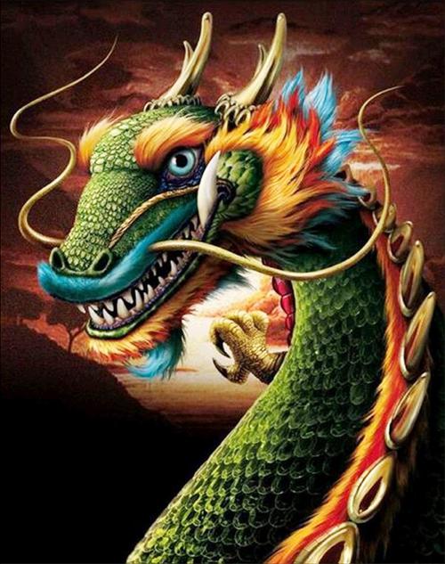 5d钻石画十字绣客厅卧室挂画圆钻威猛霸气中华龙diy满