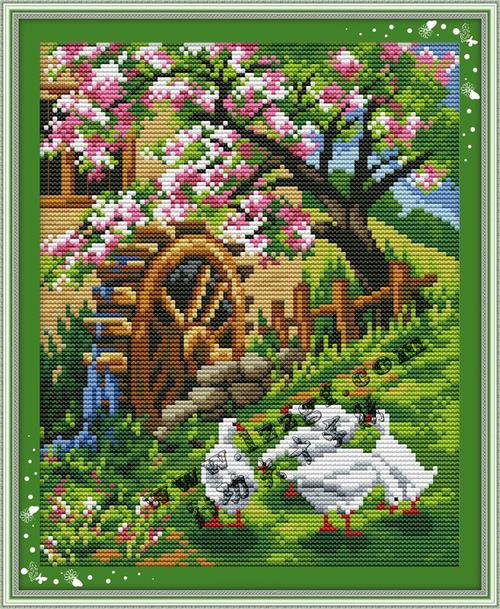 精准印花十字绣满园春色风景系列满绣客厅小幅图满园春色十字绣画