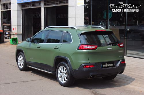 jeep自由光汽车改色贴膜teckwrap美国秃鹰 cm09亚面绸缎军绿